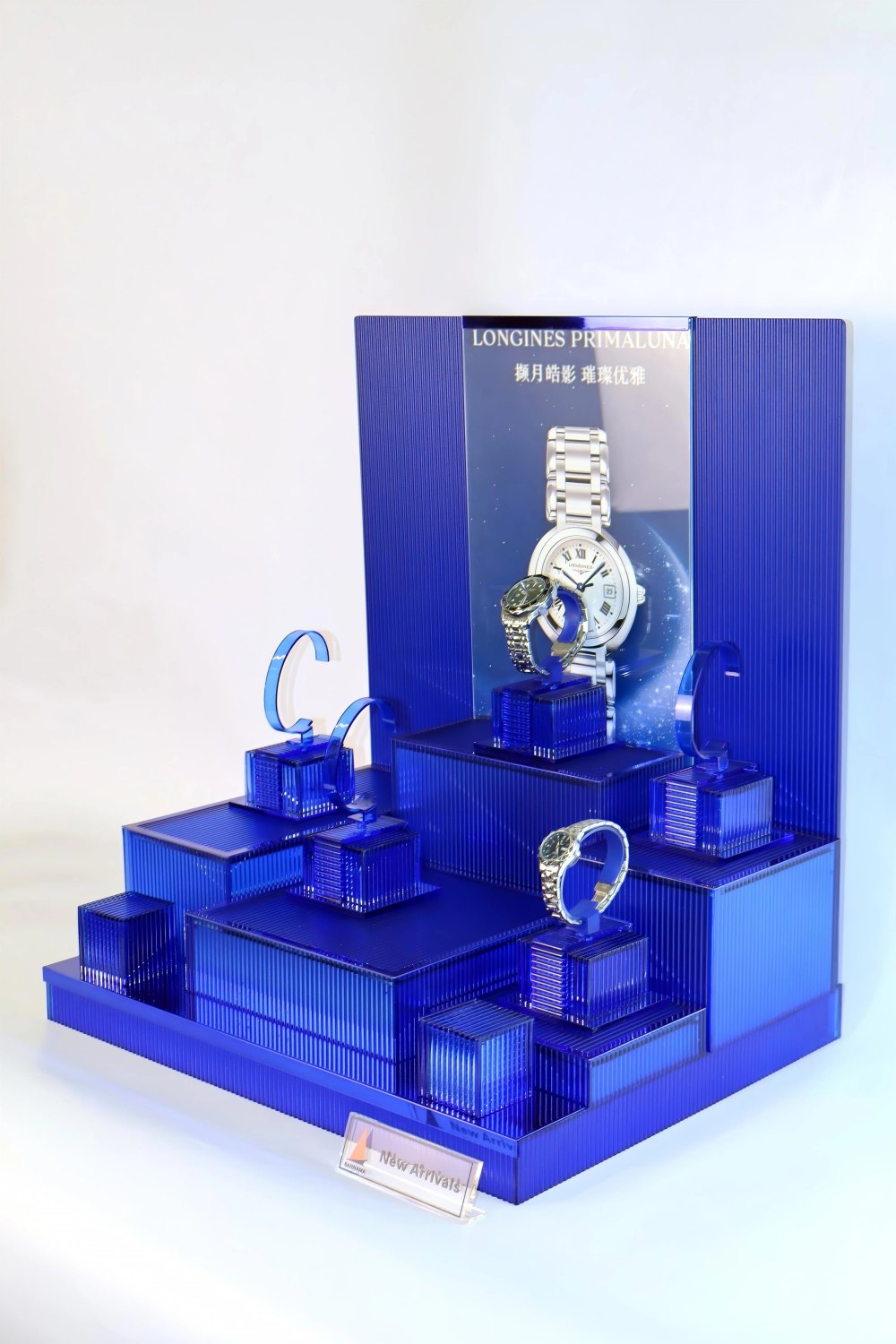Multi-Tier Blue Acrylic Watch Display Stand Multi-Tier Blue Acrylic Watch Display Stand