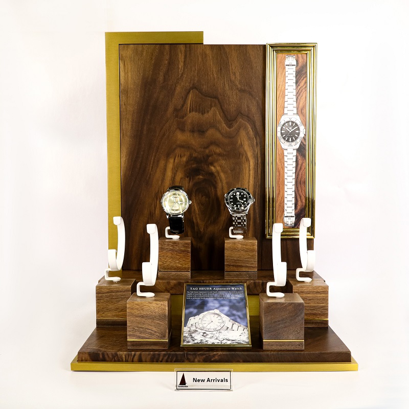 Luxury Walnut Wood Stainless Steel Watch Display Stand Luxury Walnut Wood Stainless Steel Watch Display Stand