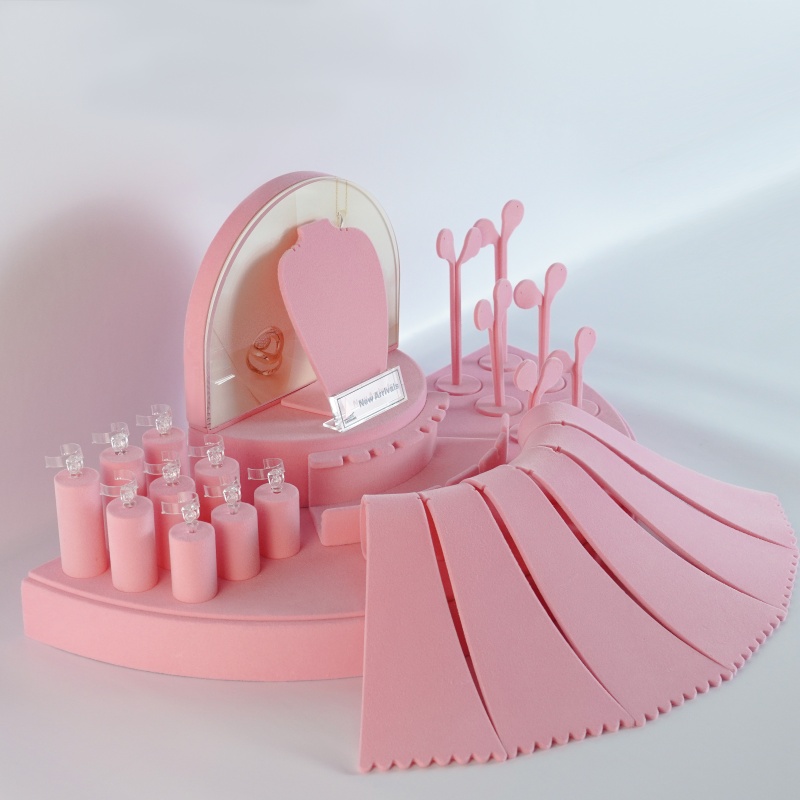Pink Velvet Jewelry Display Set