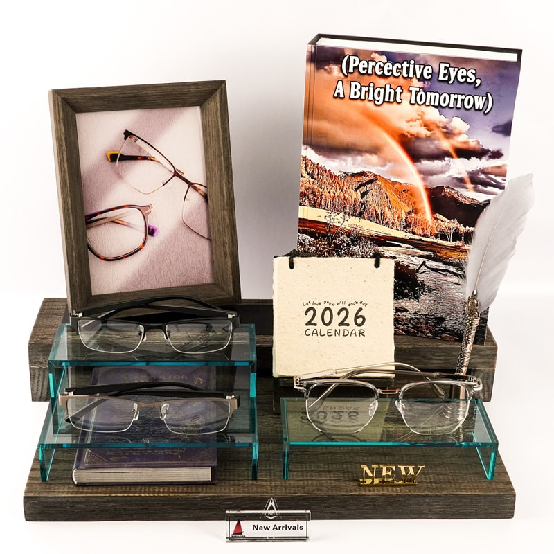 Vintage Solid Wood And Clear Acrylic Modular Eyeglass Display Stand
