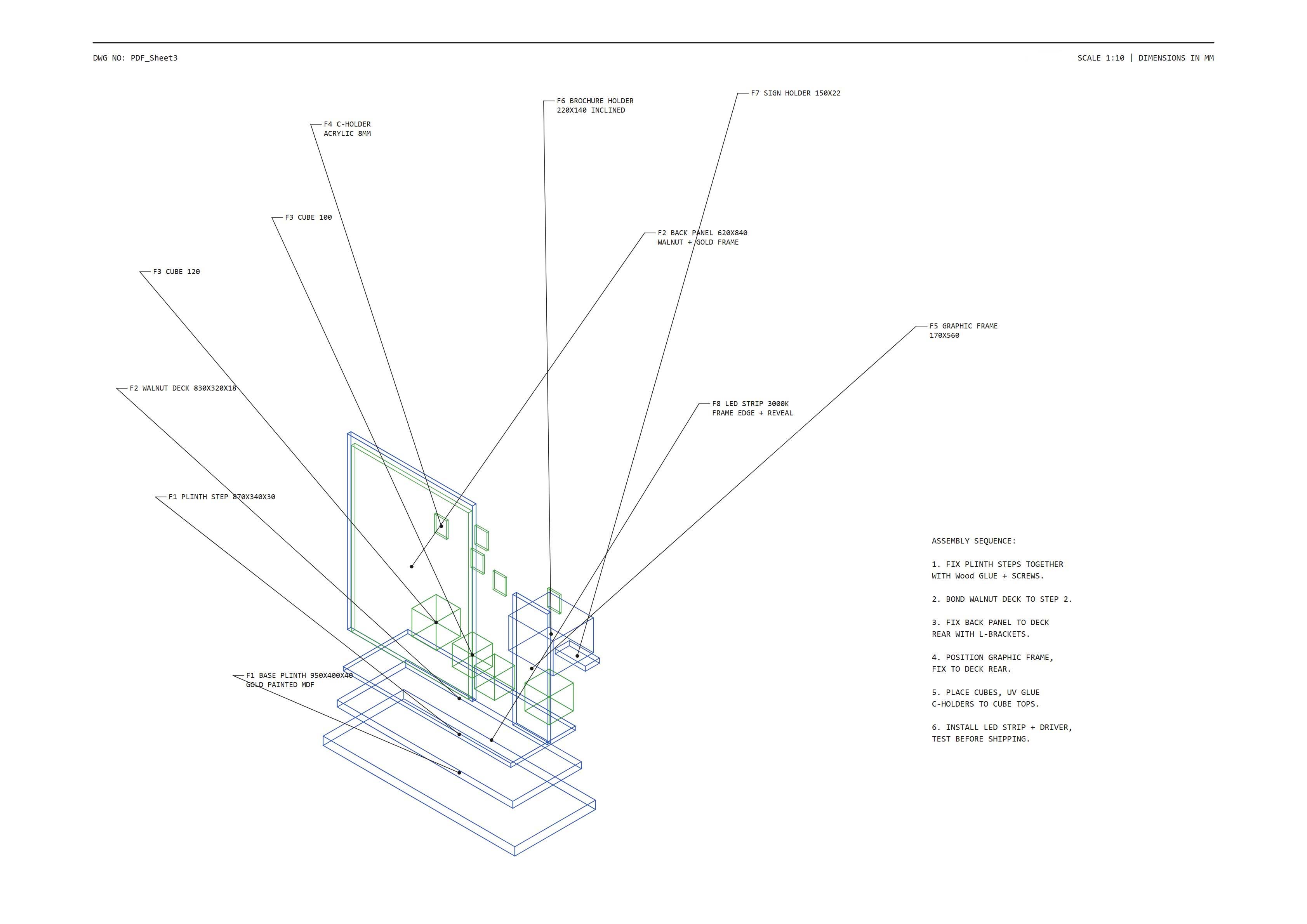 Watch Display Stand Component Assembly Drawing Custom watch display stand component assembly drawing
