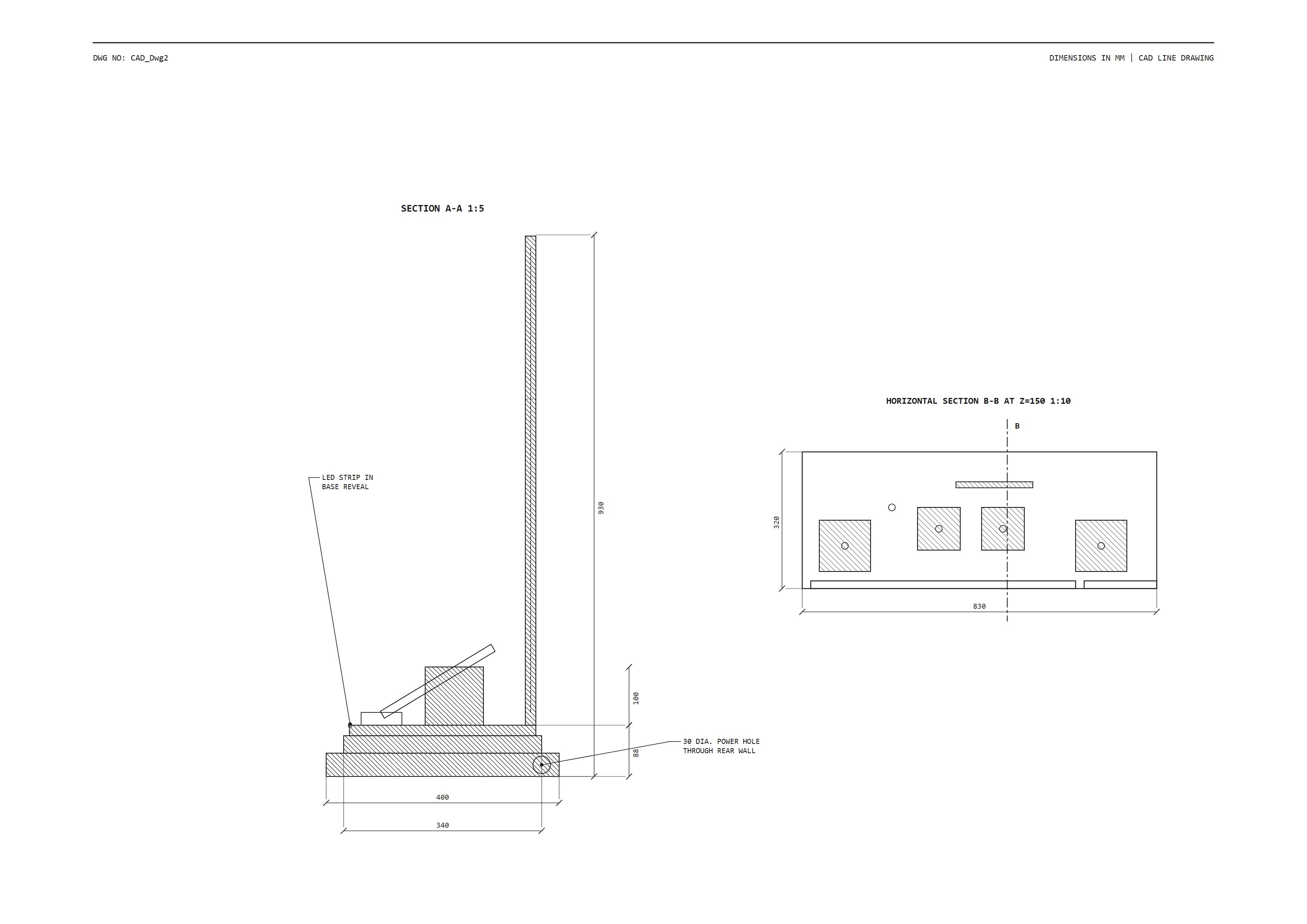 Watch Display Stand Plan & Elevation CAD Drawing CAD plan and elevation drawing for custom watch display stand