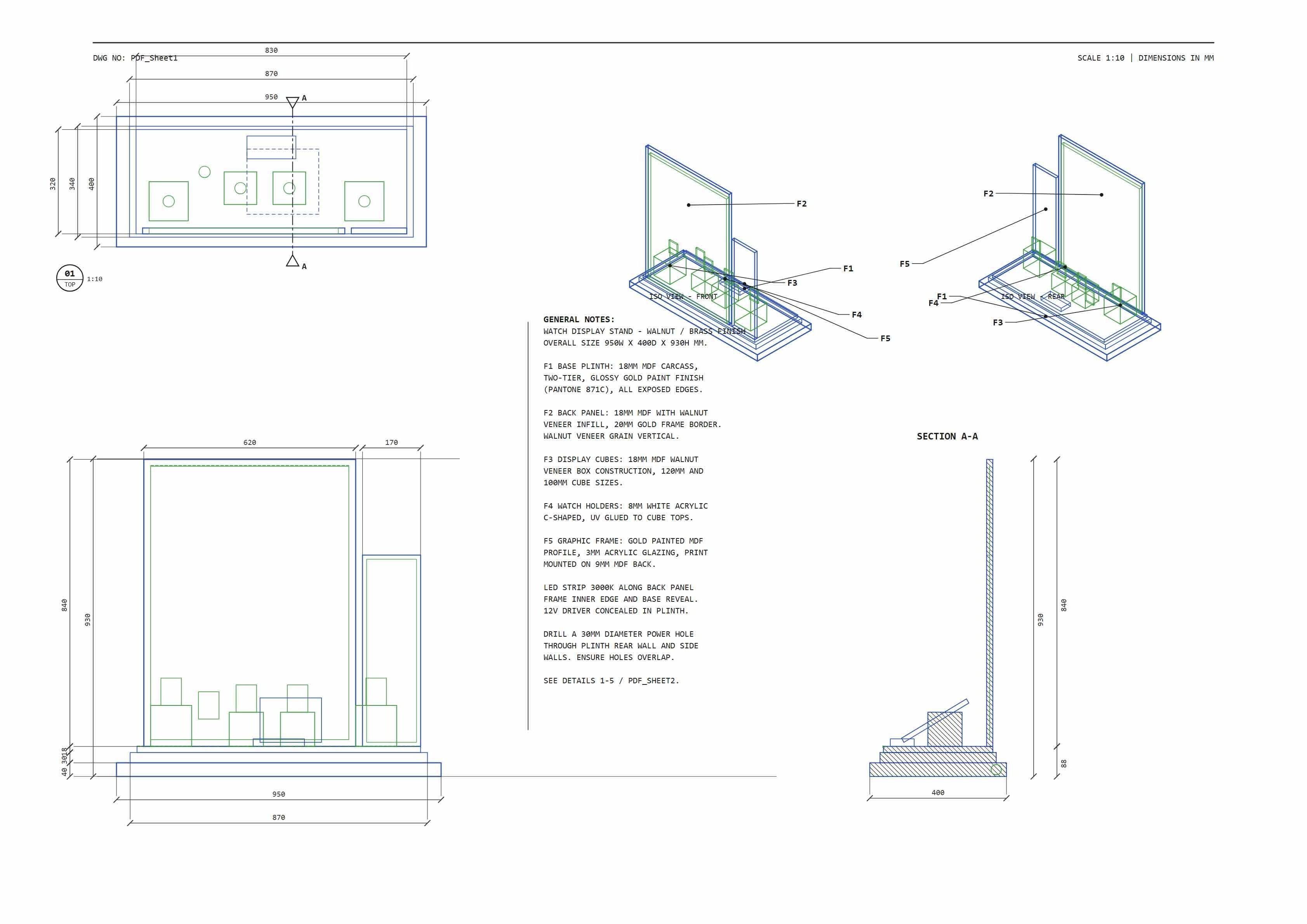 Watch Display Stand General Assembly Drawing Custom watch display stand general assembly engineering drawing