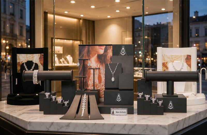 Modular Multi-Style Combinable Acrylic & Flocked Jewellery Counter Display Collection